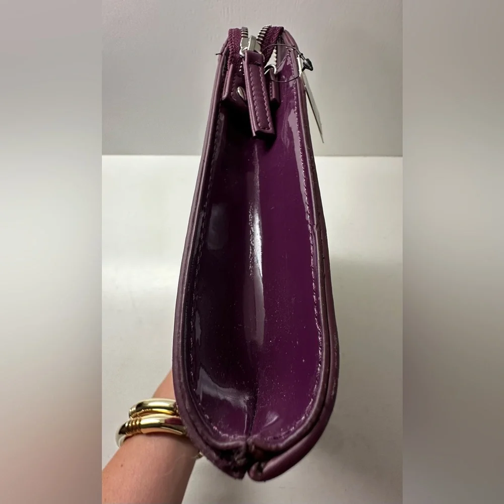 White House Black Market Real Suede Faux Leather Clutch Bright Purple BNWT - Picture 5 of 10